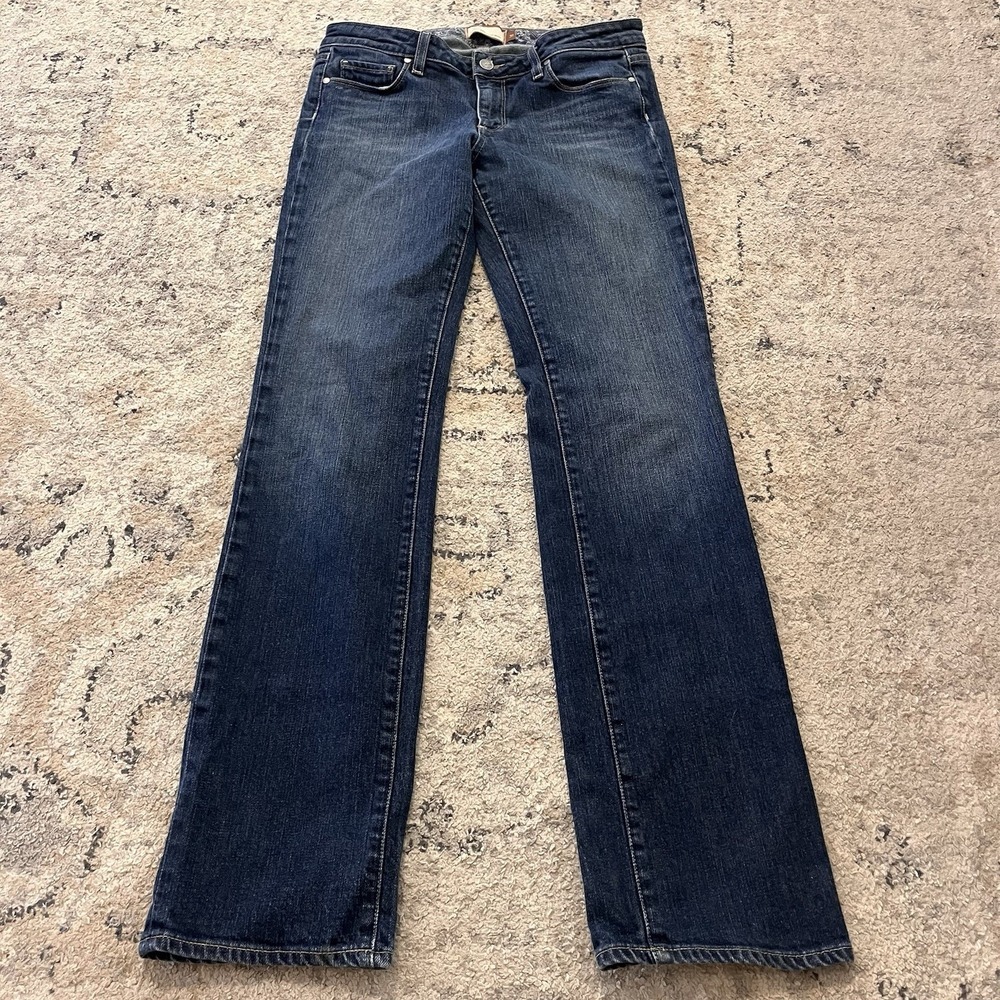 Paige Premium Denim Melrose Classic Rise Straight Leg Jeans Sz 30/dark Wash Blue